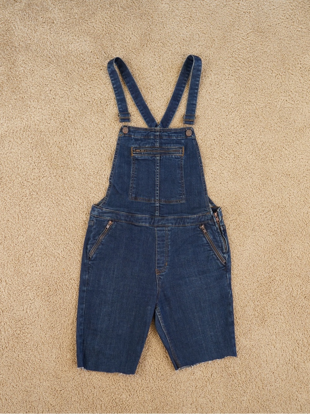 Free People Indigo Denim Short Overalls
